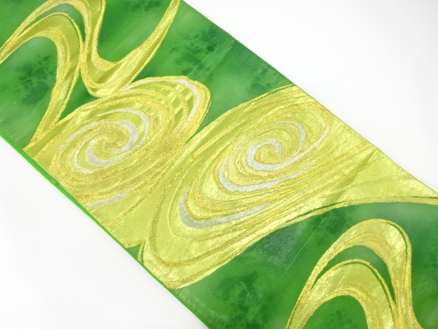 アンティーク　流水模様織り出し袋帯（着用可）